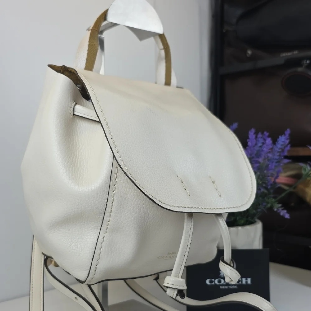 Coach Derby Ivory White‎ Leather Backpack Crossbody Shoulder Bag - Picture 5 of 16